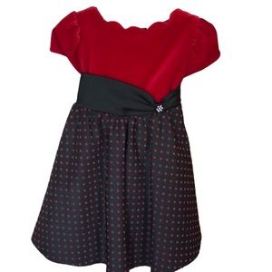 Size 2 girls velvet red  and black little special Occassion dress